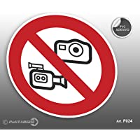 Cartel Adhesivo de PVC Diámetro cm 12-5 prohibido fotografare y hacer vídeos gráfica &quot-